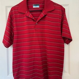PGA Tour Polo Shirt Red with black and white stripes Men’s Medium